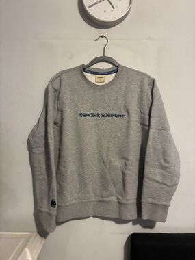 NYON Grey Crewneck Sweatshirt with Navy 'New York or Nowhere' Embroidery